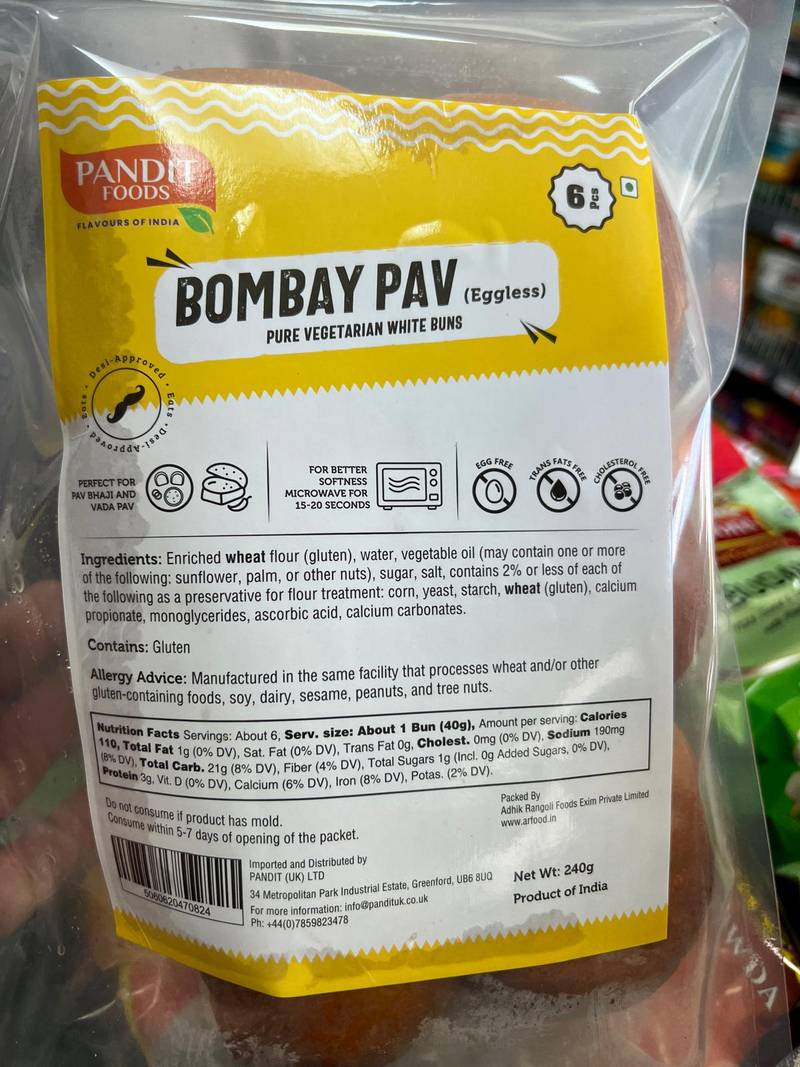Pandit Bombay Pav (Eggless) 6 for pav bhaji, vada pav and dabeli